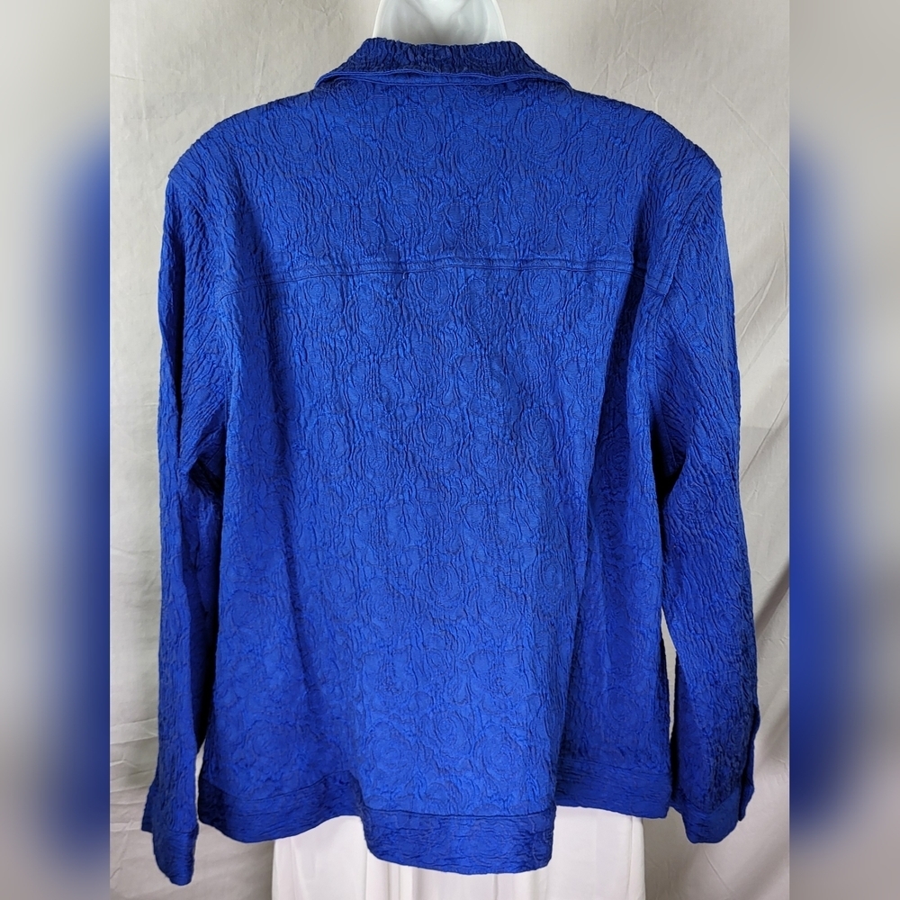 SCOTT TAYLOR Blue Brocade Jean Cut Jacket - Size 1X - Picture 2 of 4